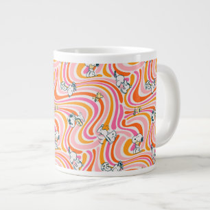 Snoopy & Woodstock Groovy Vibes Orange Pattern Giant Coffee Mug