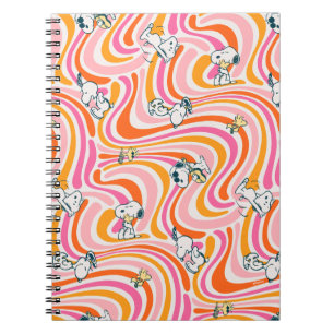 Snoopy & Woodstock Groovy Vibes Orange Pattern Notebook