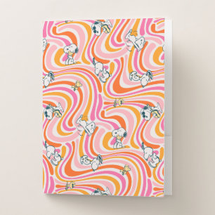 Snoopy & Woodstock Groovy Vibes Orange Pattern Pocket Folder