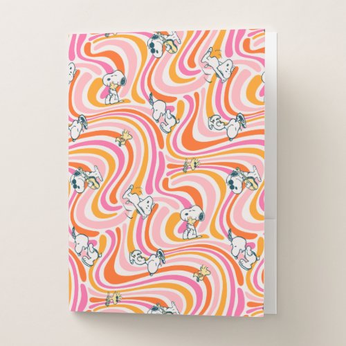 Snoopy  Woodstock Groovy Vibes Orange Pattern Pocket Folder