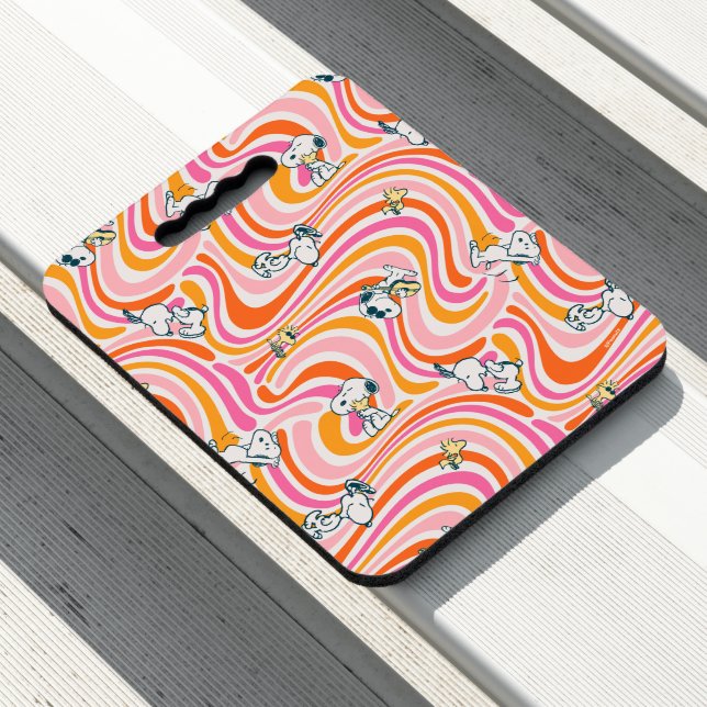 Snoopy & Woodstock Groovy Vibes Orange Pattern Seat Cushion (In Situ)