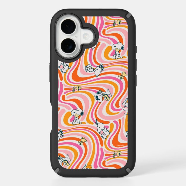 Snoopy & Woodstock Groovy Vibes Orange Pattern Speck iPhone Case (Front)
