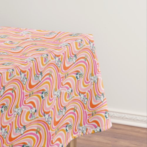 Snoopy  Woodstock Groovy Vibes Orange Pattern Tablecloth