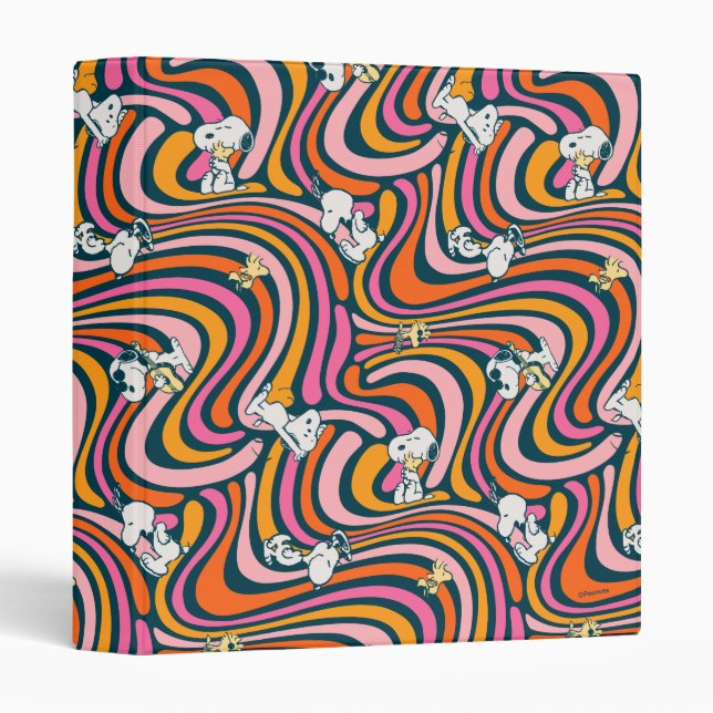 Snoopy & Woodstock Groovy Vibes Purple Pattern 3 Ring Binder (Front/Spine)