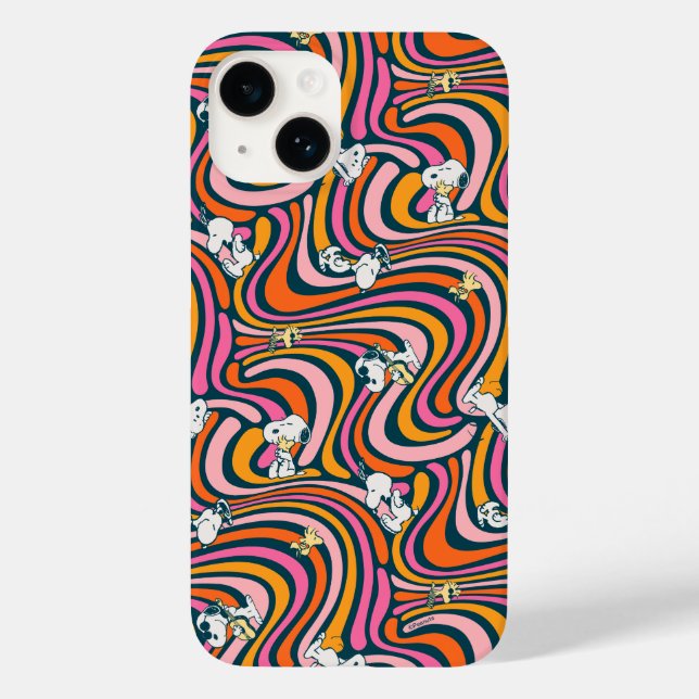 Snoopy & Woodstock Groovy Vibes Purple Pattern Case-Mate iPhone Case (Back)