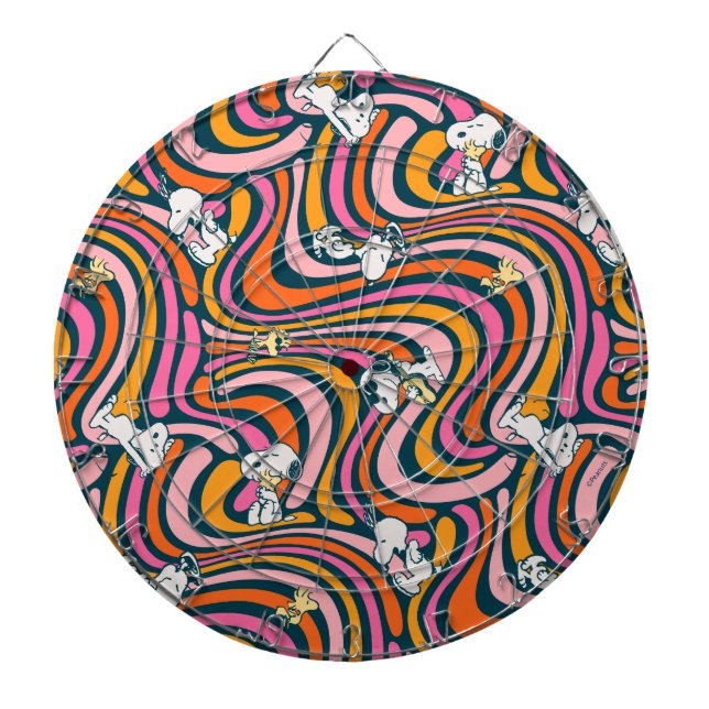 Snoopy & Woodstock Groovy Vibes Purple Pattern Dart Board (Front)