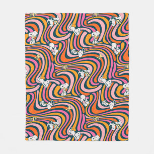 Snoopy & Woodstock Groovy Vibes Purple Pattern Fleece Blanket