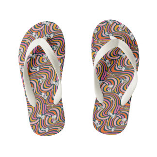 Snoopy & Woodstock Groovy Vibes Purple Pattern Kid's Flip Flops