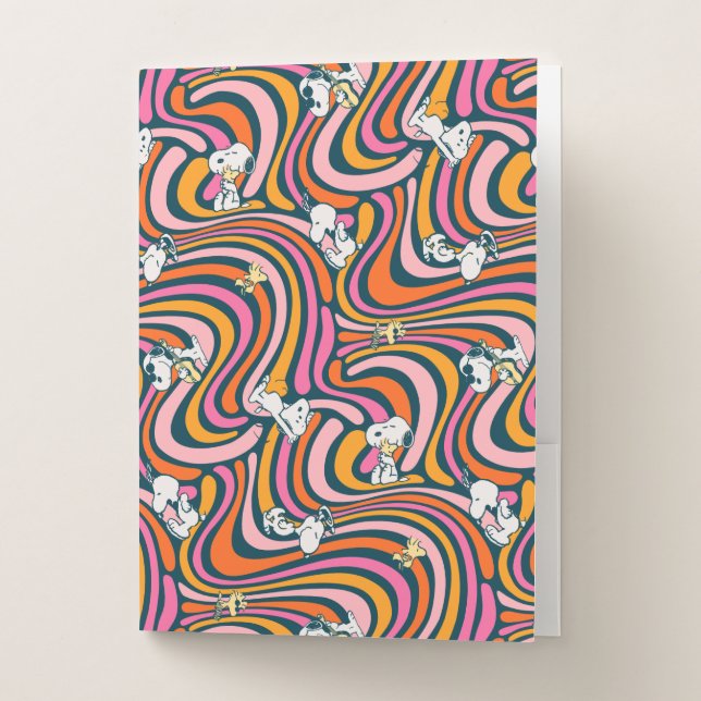 Snoopy & Woodstock Groovy Vibes Purple Pattern Pocket Folder (Front)