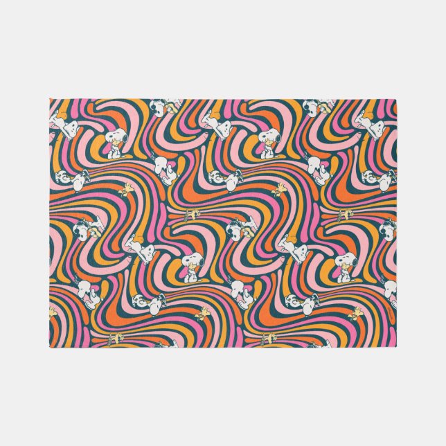 Snoopy & Woodstock Groovy Vibes Purple Pattern Rug (Front)
