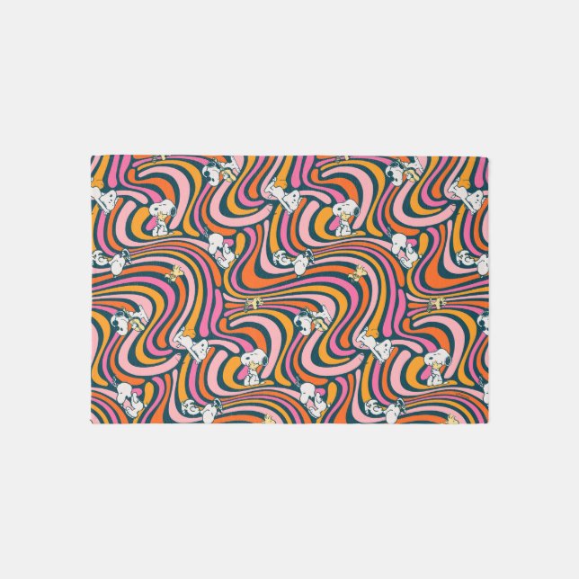 Snoopy & Woodstock Groovy Vibes Purple Pattern Rug (Front)