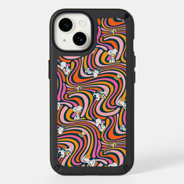 Snoopy & Woodstock Groovy Vibes Purple Pattern Speck iPhone Case (Front)