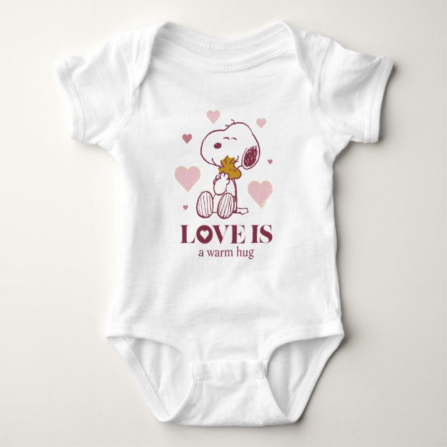 Snoopy & Woodstock - Love is Snuggles & Cuddles Baby Bodysuit (Front)