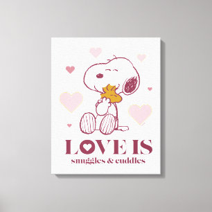 Snoopy & Woodstock - Love is Snuggles & Cuddles Canvas Print