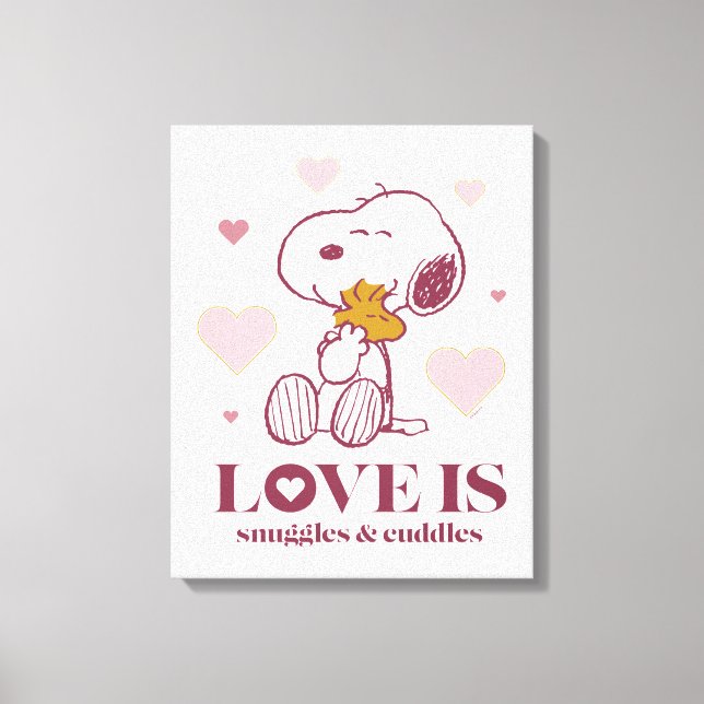 Snoopy & Woodstock - Love is Snuggles & Cuddles Canvas Print (Front)