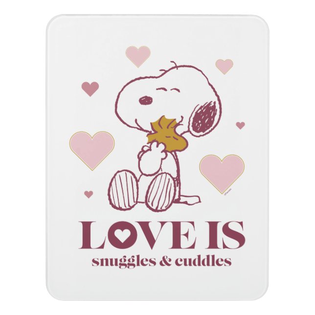 Snoopy & Woodstock - Love is Snuggles & Cuddles Door Sign (Contemporary Vert)