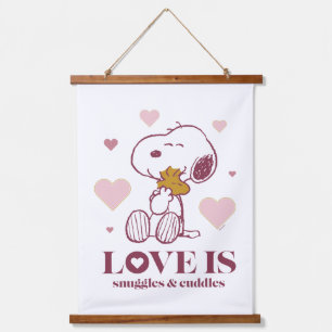 Snoopy & Woodstock - Love is Snuggles & Cuddles Hanging Tapestry