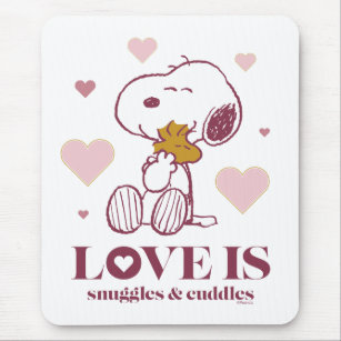 Snoopy & Woodstock - Love is Snuggles & Cuddles Mouse Pad