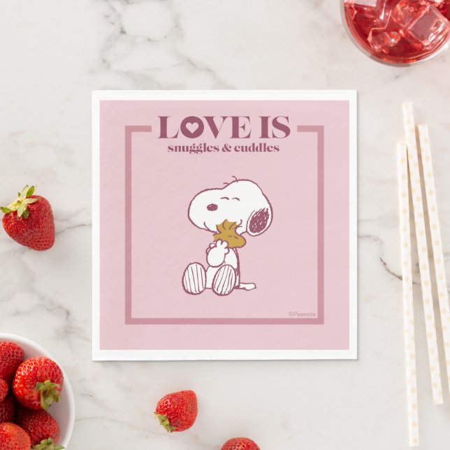 Snoopy & Woodstock - Love is Snuggles & Cuddles Napkins (Insitu)