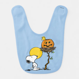 Snoopy & Woodstock Nest With Jack O' Lantern Baby Bib