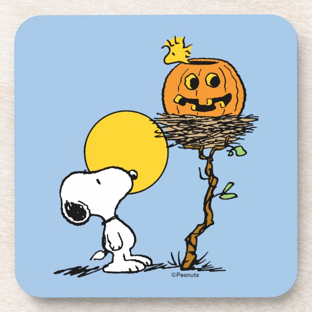 Snoopy & Woodstock Nest With Jack O' Lantern Beverage Coaster (Front)