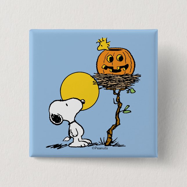 Snoopy & Woodstock Nest With Jack O' Lantern Button (Front)