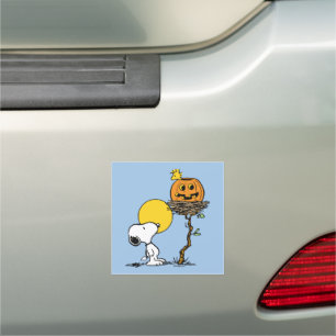 Snoopy & Woodstock Nest With Jack O' Lantern Car Magnet