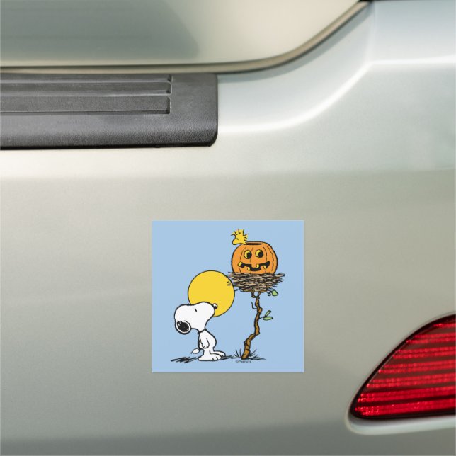 Snoopy & Woodstock Nest With Jack O' Lantern Car Magnet (In Situ)