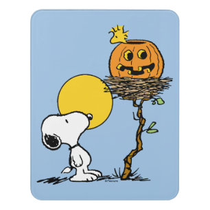 Snoopy & Woodstock Nest With Jack O' Lantern Door Sign