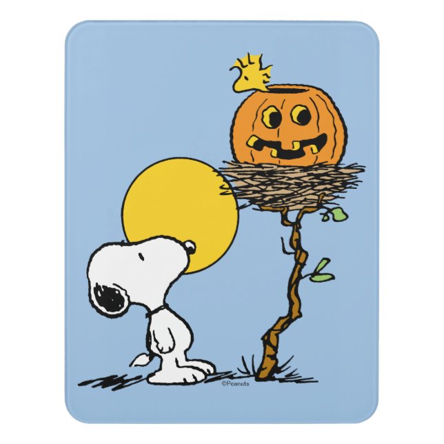 Snoopy & Woodstock Nest With Jack O' Lantern Door Sign (Contemporary Vert)