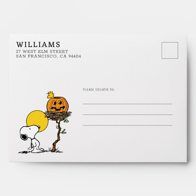 Snoopy & Woodstock Nest With Jack O' Lantern Envelope (Front)