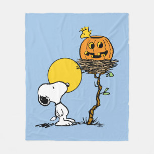 Snoopy & Woodstock Nest With Jack O' Lantern Fleece Blanket