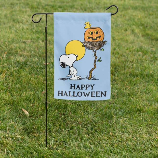 Snoopy & Woodstock Nest With Jack O' Lantern Garden Flag (In SItu)