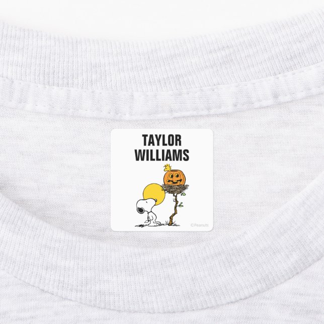 Snoopy & Woodstock Nest With Jack O' Lantern Kids' Labels (Affixed)