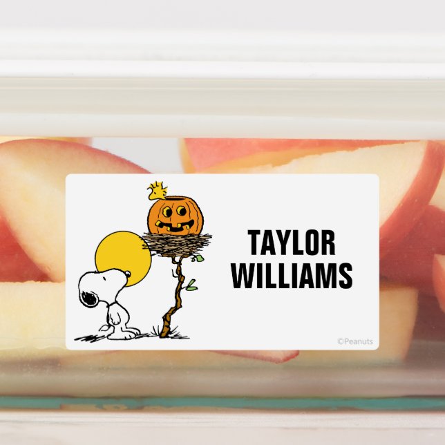 Snoopy & Woodstock Nest With Jack O' Lantern Kids' Labels (Affixed)