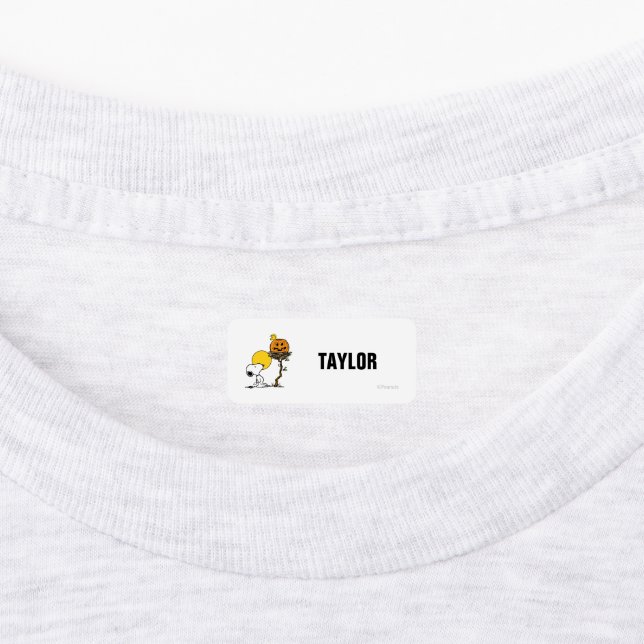 Snoopy & Woodstock Nest With Jack O' Lantern Kids' Labels (Affixed)