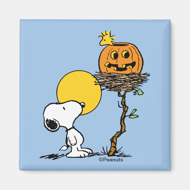 Snoopy & Woodstock Nest With Jack O' Lantern Magnet (Front)
