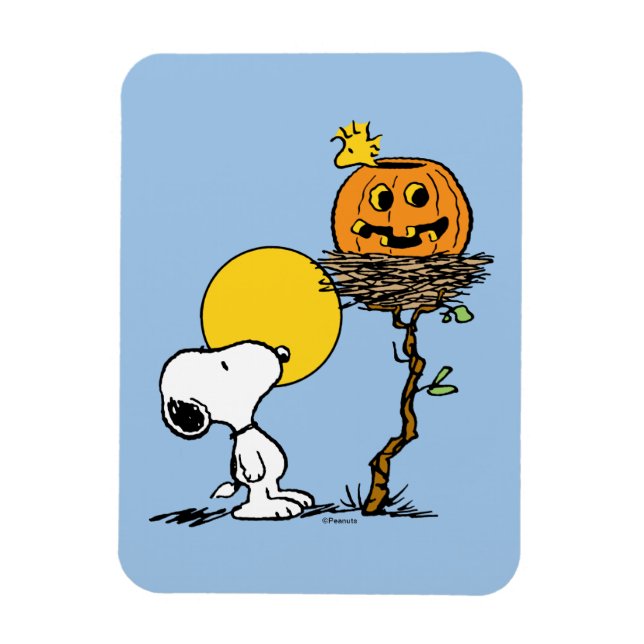 Snoopy & Woodstock Nest With Jack O' Lantern Magnet (Vertical)
