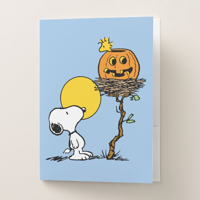 Snoopy & Woodstock Nest With Jack O' Lantern Pocket Folder (Front)