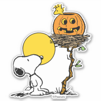 Snoopy & Woodstock Nest With Jack O' Lantern Sticker