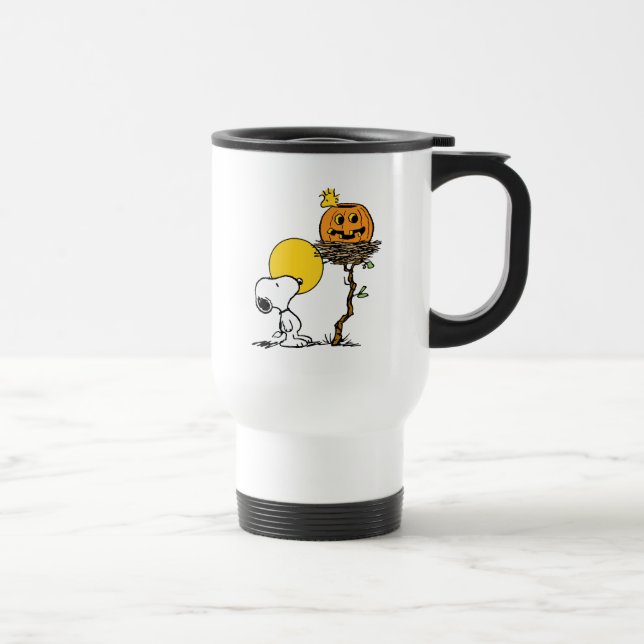 Snoopy & Woodstock Nest With Jack O' Lantern Travel Mug (Right)