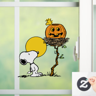 Snoopy & Woodstock Nest With Jack O' Lantern Window Cling