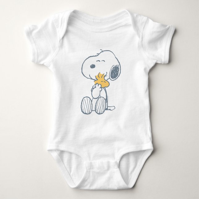 Snoopy & Woodstock | Over the Moon Baby Shower Baby Bodysuit (Front)