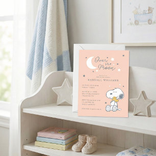 Snoopy & Woodstock Over the Moon Baby Shower Invitation