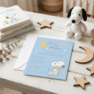 Snoopy & Woodstock Over the Moon Baby Shower Invitation