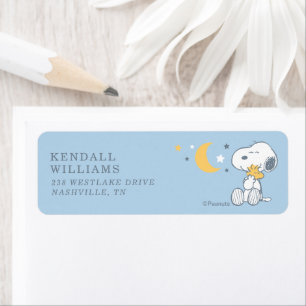 Snoopy & Woodstock   Over the Moon Baby Shower Label