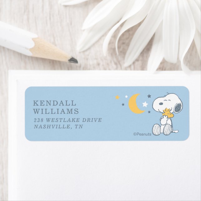 Snoopy & Woodstock | Over the Moon Baby Shower Label (Insitu)