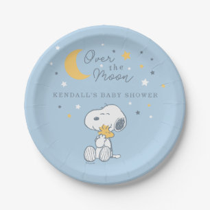 Snoopy & Woodstock Over the Moon Baby Shower Pap Paper Plates