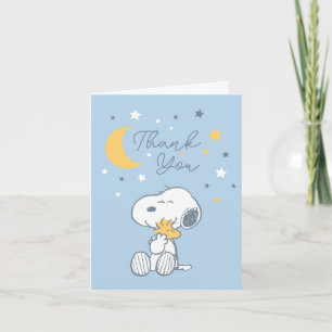 Snoopy & Woodstock   Over the Moon Baby Shower Tha Letterpress Thank You Card