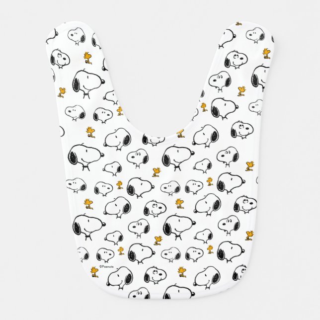 Snoopy & Woodstock Pattern Baby Bib (Front)